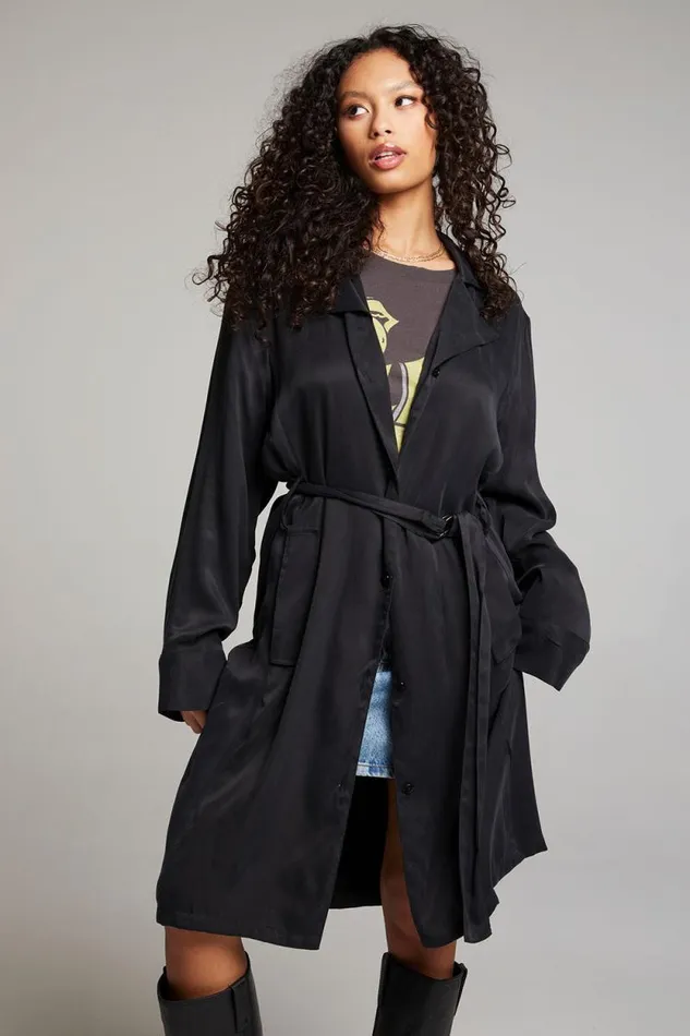 Womens Chaser Brand Tops Ford Licorice Trench Coat