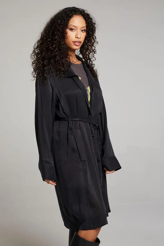 Womens Chaser Brand Tops Ford Licorice Trench Coat