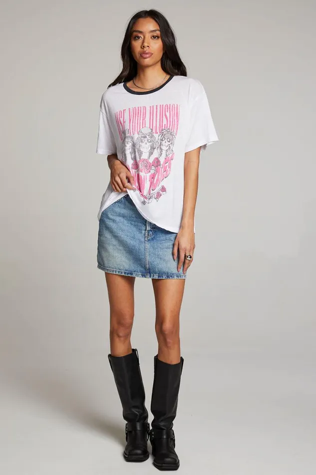 Womens Chaser Brand Tops Guns N039 Roses Use Your Illusion Skull Tee