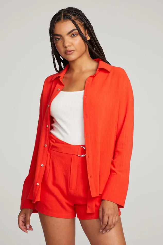 Womens Chaser Brand Tops Helena Flame Button Down