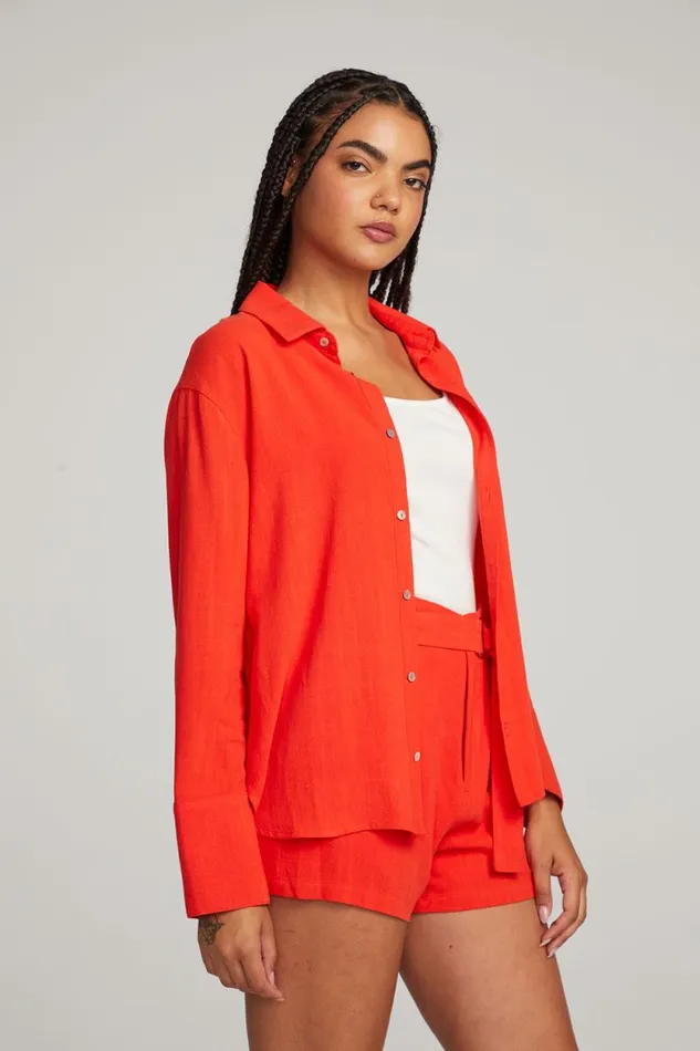 Womens Chaser Brand Tops Helena Flame Button Down
