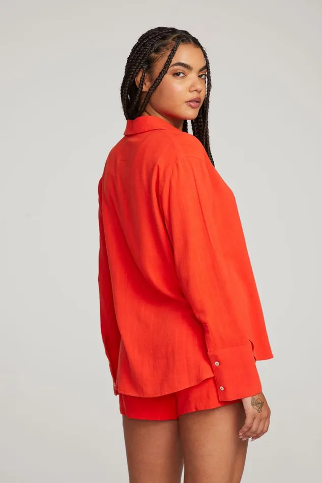 Womens Chaser Brand Tops Helena Flame Button Down