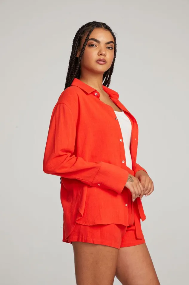 Womens Chaser Brand Tops Helena Flame Button Down