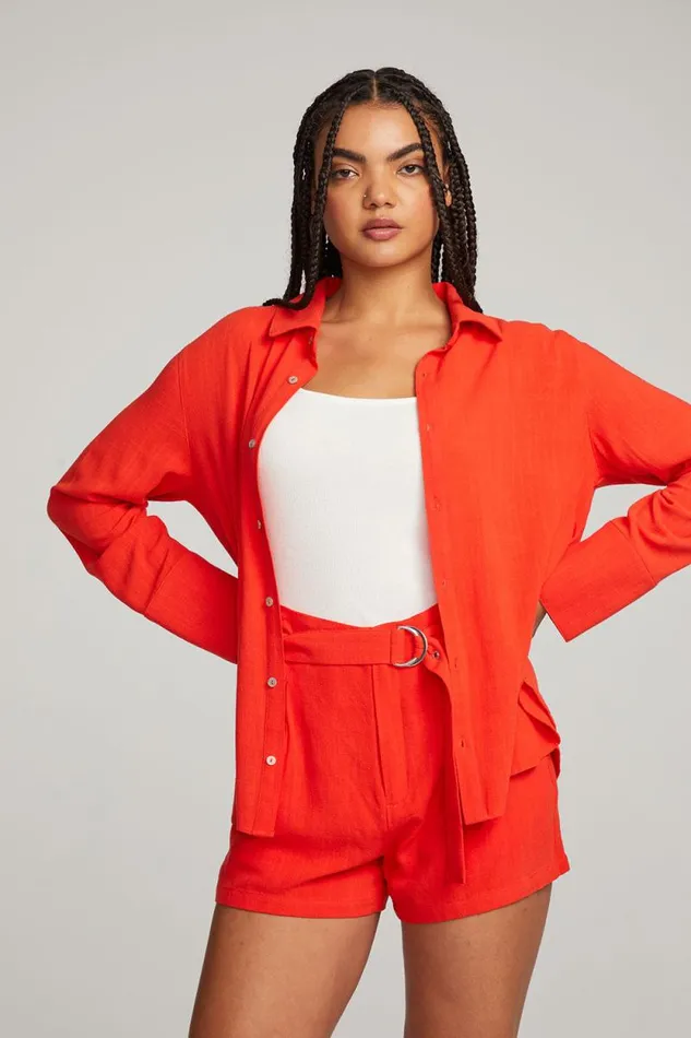 Womens Chaser Brand Tops Helena Flame Button Down