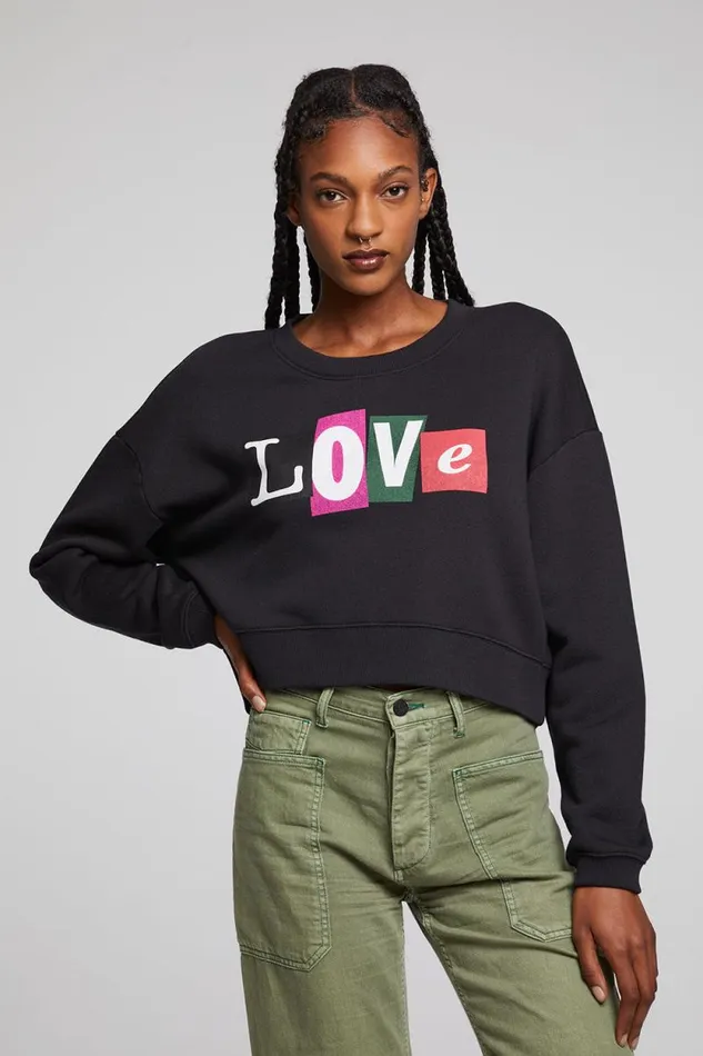 Womens Chaser Brand Tops Love Letters Zuma Pullover