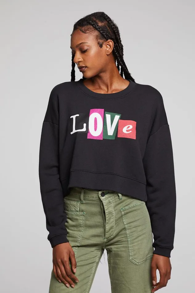 Womens Chaser Brand Tops Love Letters Zuma Pullover