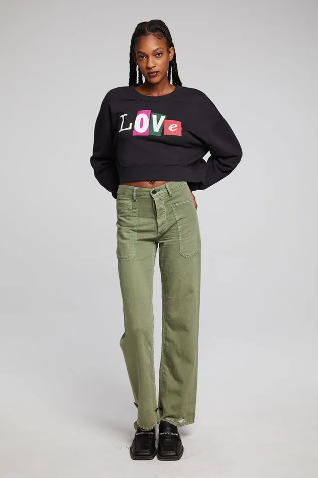 Womens Chaser Brand Tops Love Letters Zuma Pullover
