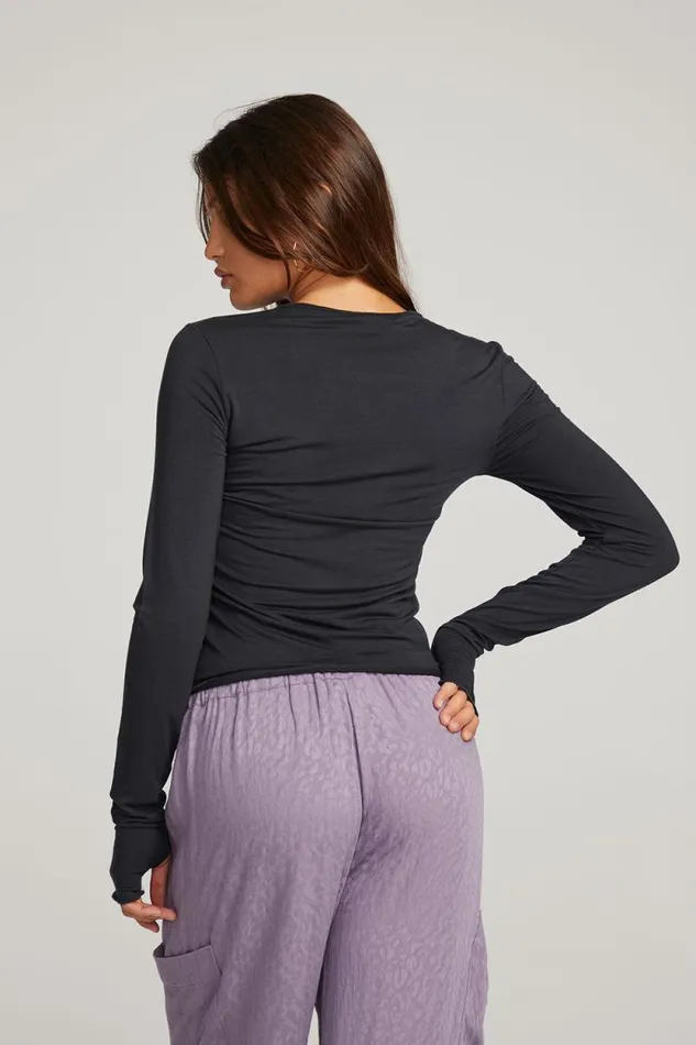 Womens Chaser Brand Tops Moonlight Licorice Long Sleeve