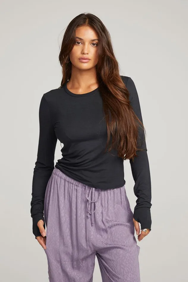 Womens Chaser Brand Tops Moonlight Licorice Long Sleeve