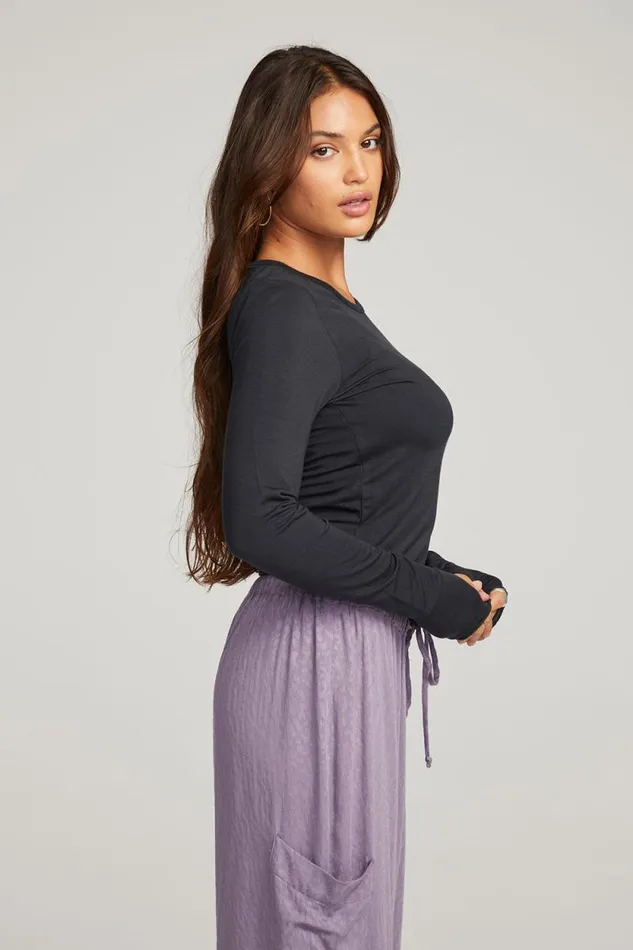 Womens Chaser Brand Tops Moonlight Licorice Long Sleeve