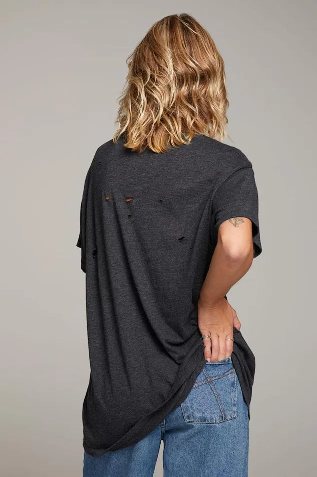 Womens Chaser Brand Tops Rolling Stones Classic Logo Distressed Tee