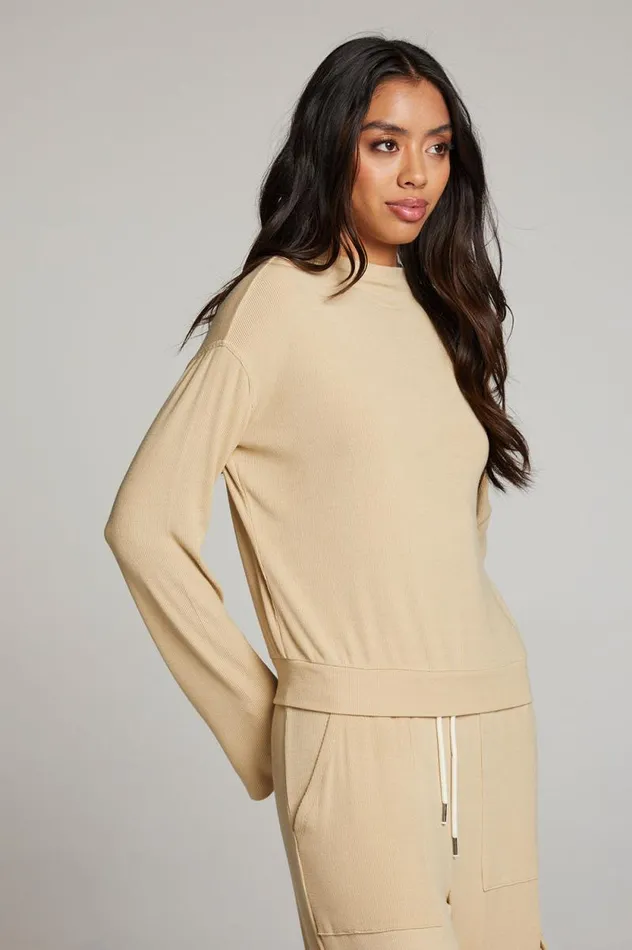 Womens Chaser Brand Tops Seattle Cappuccino Long Sleeve