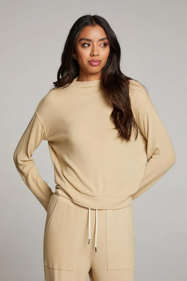 Womens Chaser Brand Tops Seattle Cappuccino Long Sleeve