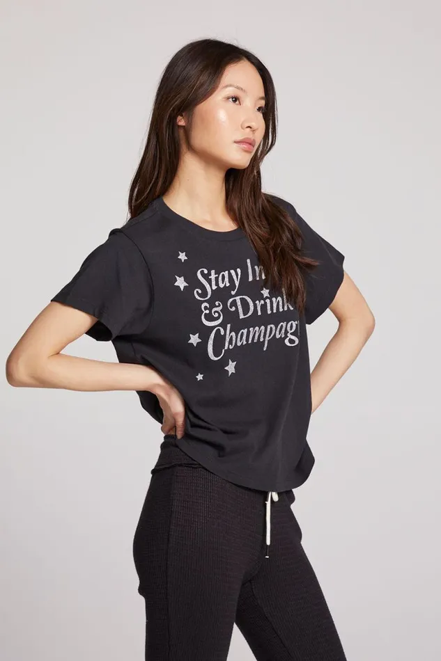 Womens Chaser Brand Tops Stay In Stars Tee
