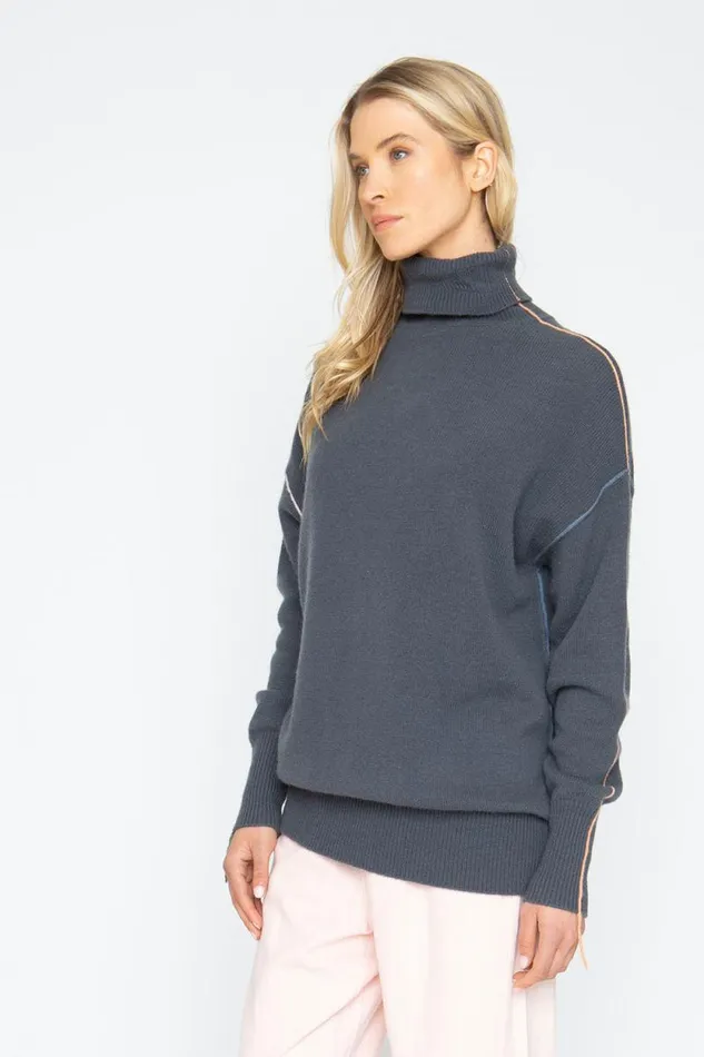 Womens Chaser Brand Tops Turtle Sweater 8211 Charbon