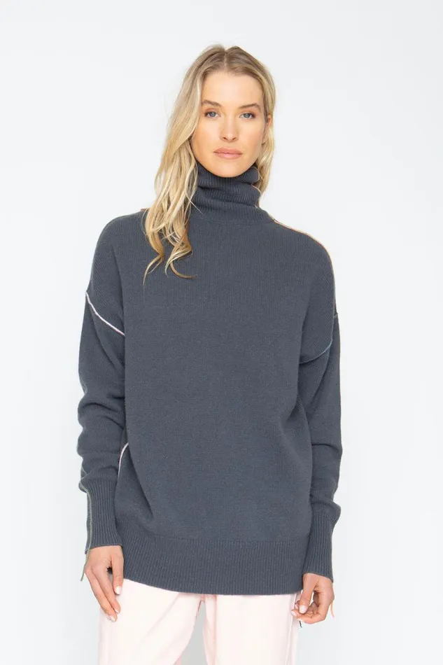 Womens Chaser Brand Tops Turtle Sweater 8211 Charbon
