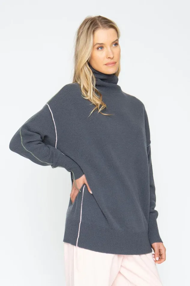 Womens Chaser Brand Tops Turtle Sweater 8211 Charbon