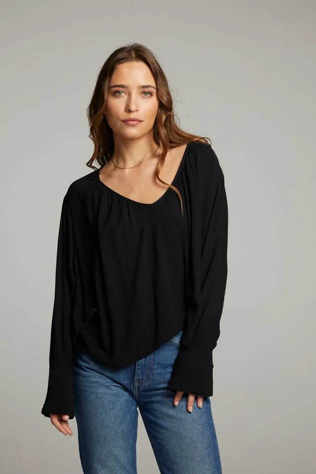 Womens Chaser Brand Tops Warren Licorice Blouse