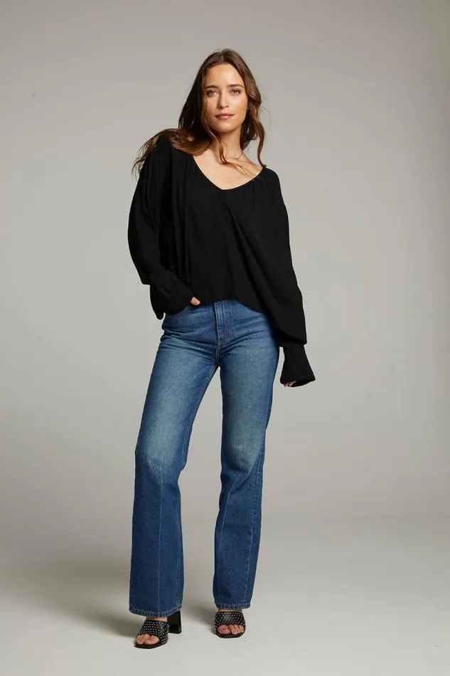Womens Chaser Brand Tops Warren Licorice Blouse