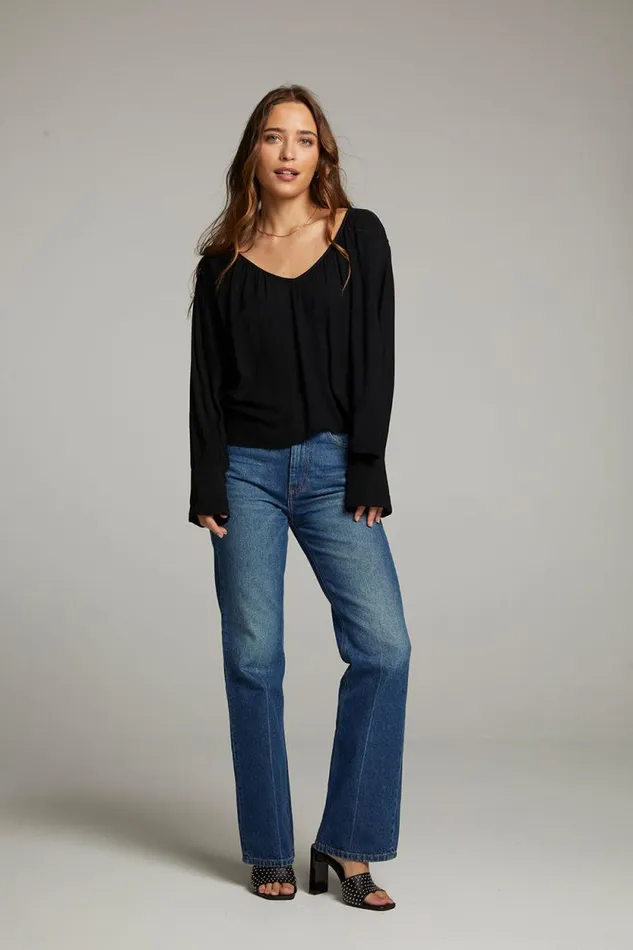 Womens Chaser Brand Tops Warren Licorice Blouse