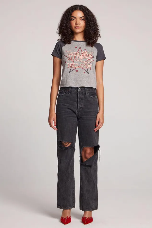 Womens Chaser Brand Tops Willie Nelson Cowboy Star