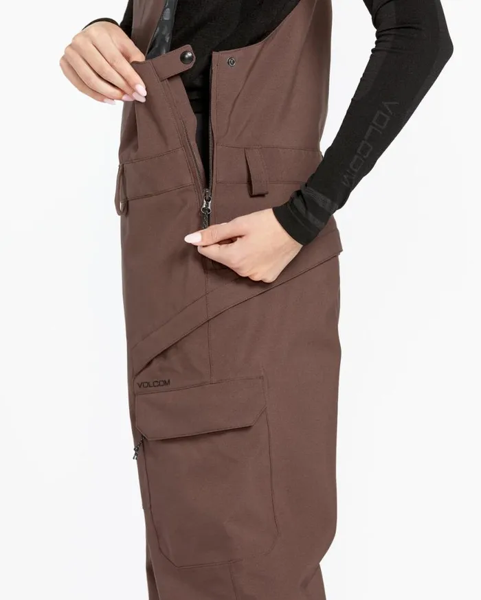 Womens Creston 3D Stretch Bib Overalls 8211 Mahogany Womens Volcom Pants