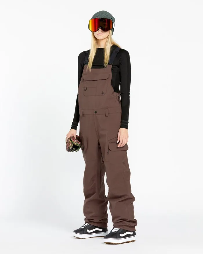 Womens Creston 3D Stretch Bib Overalls 8211 Mahogany Womens Volcom Pants