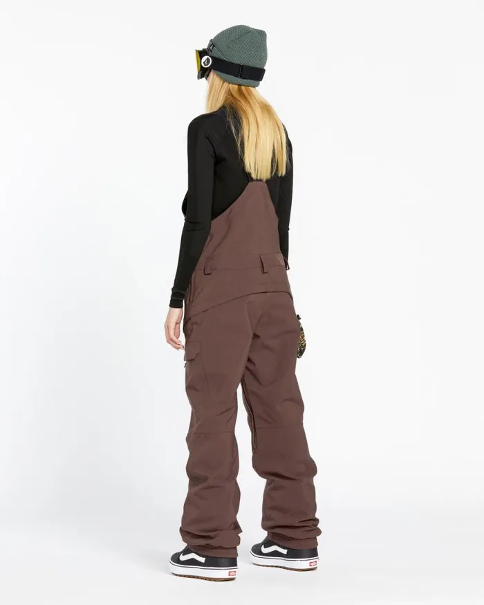 Womens Creston 3D Stretch Bib Overalls 8211 Mahogany Womens Volcom Pants