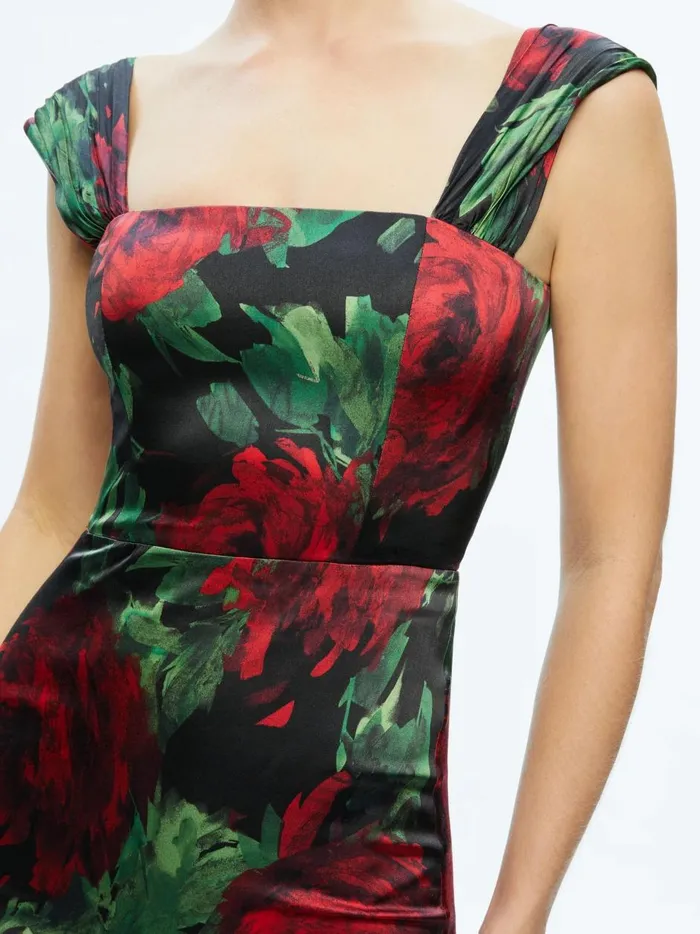 Womens Dresses Alice Olivia Arza Off Shoulder Maxi Dress Cloud Floral Bordeaux Lg