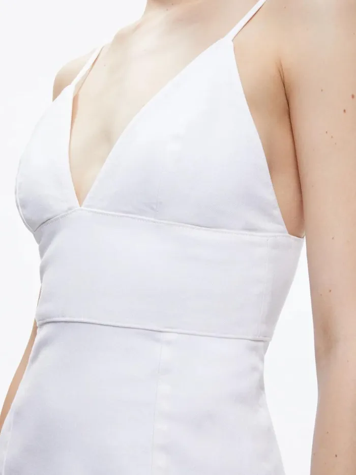 Womens Dresses Alice Olivia Carli Spaghetti Strap Denim Mini Dress White