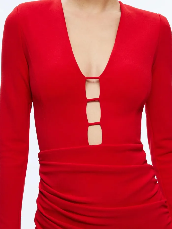 Womens Dresses Alice Olivia Loma Cut Out Mini Dress Perfect Ruby