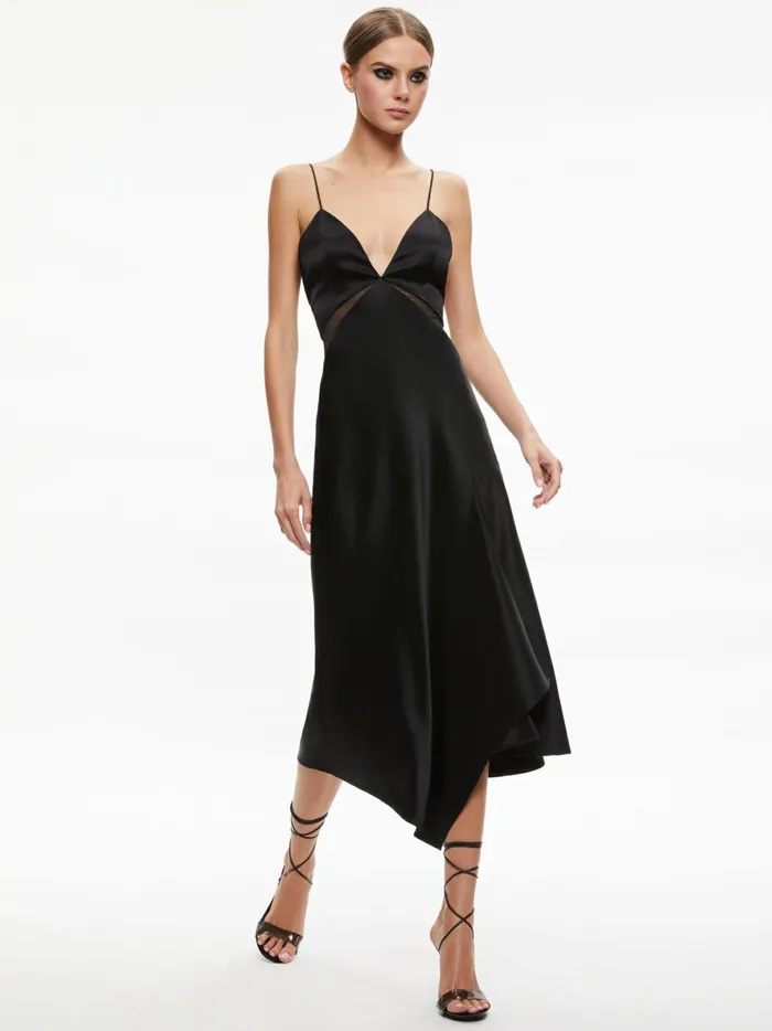 Womens Dresses Alice Olivia Moriah Sheer Cutout Midi Dress Black