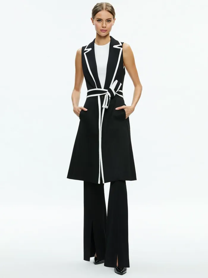 Womens Jackets Coats Alice Olivia Aubrey Long Trench Vest Blackoff White