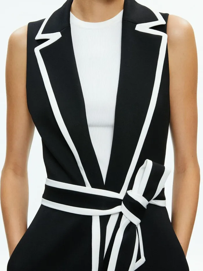 Womens Jackets Coats Alice Olivia Aubrey Long Trench Vest Blackoff White
