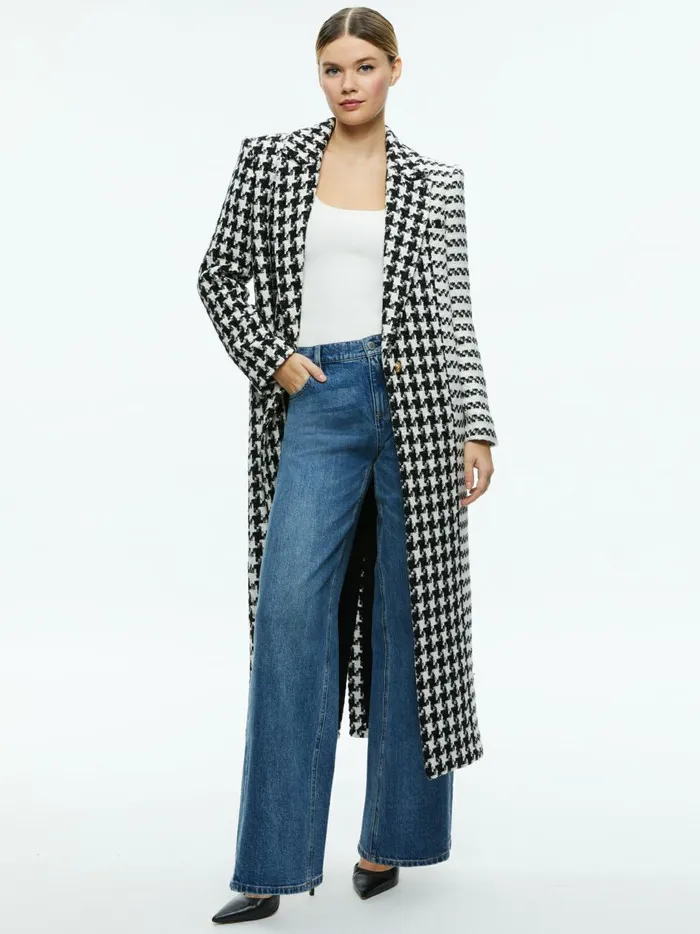 Womens Jackets Coats Alice Olivia Colley Long Tweed Coat Blackoff White
