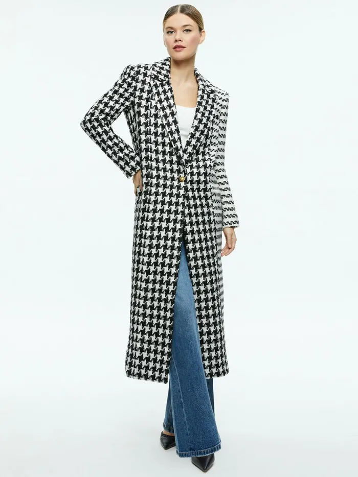 Womens Jackets Coats Alice Olivia Colley Long Tweed Coat Blackoff White