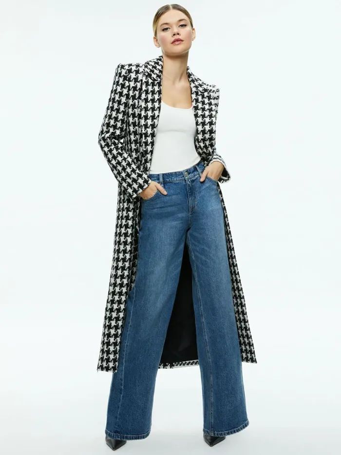 Womens Jackets Coats Alice Olivia Colley Long Tweed Coat Blackoff White