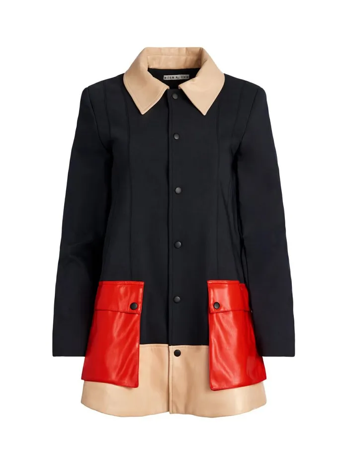 Womens Jackets Coats Alice Olivia Shonta Colorblock Pocket Jacket Blackalmondperfect Ruby Womens Jackets Coats Alice Olivia Shonta Colorblock Pocket Jacket Blackalmondperfect Ruby