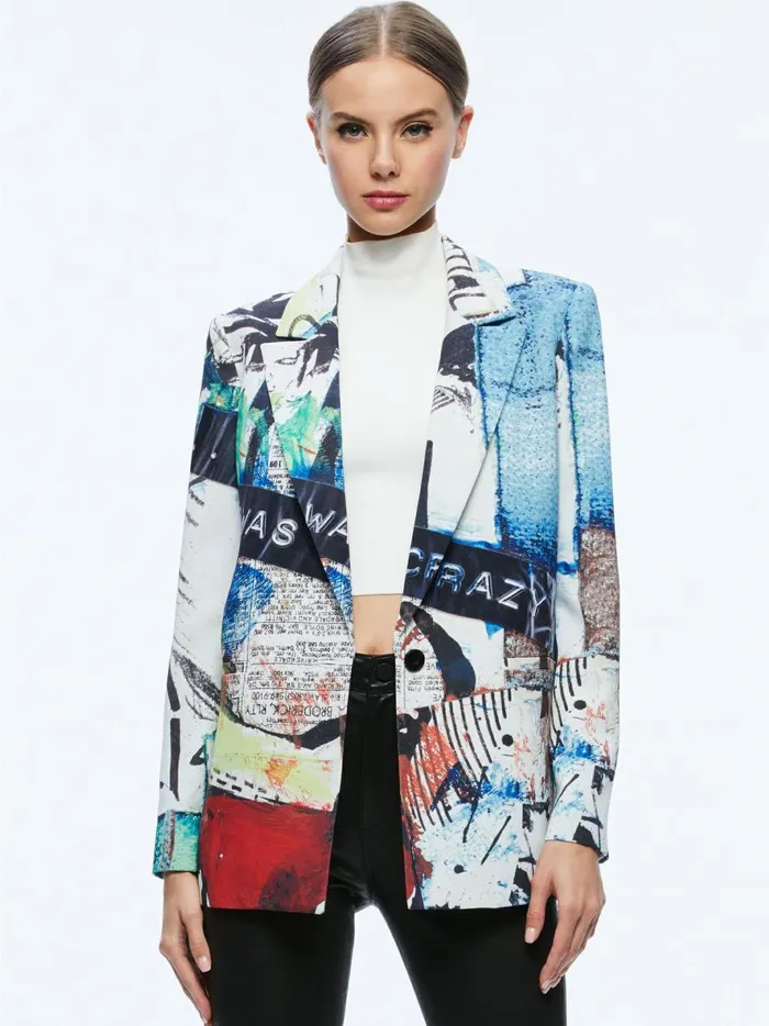 Womens Jackets Coats Alice Olivia X Basquiat Denny Blazer Confidential