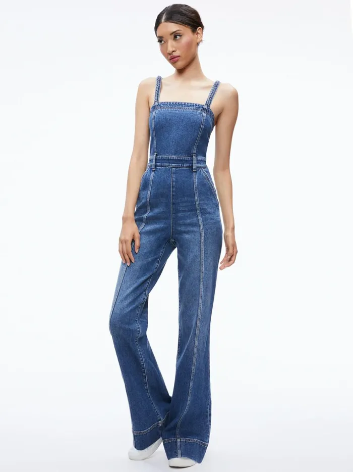 Womens Jumpsuits Alice Olivia Melody Braided Strap Denim Jumpsuit Lola Blue