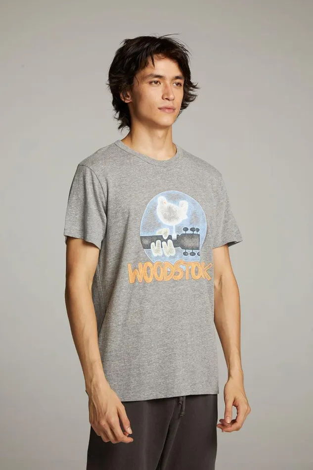 WomensMens Chaser Brand Music Woodstock Bird On Guitar Crew Neck Tee