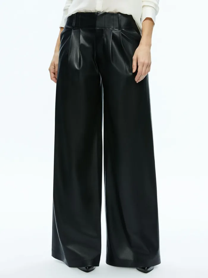 Womens Pants Alice Olivia Anders Vegan Leather Low Rise Pant Black