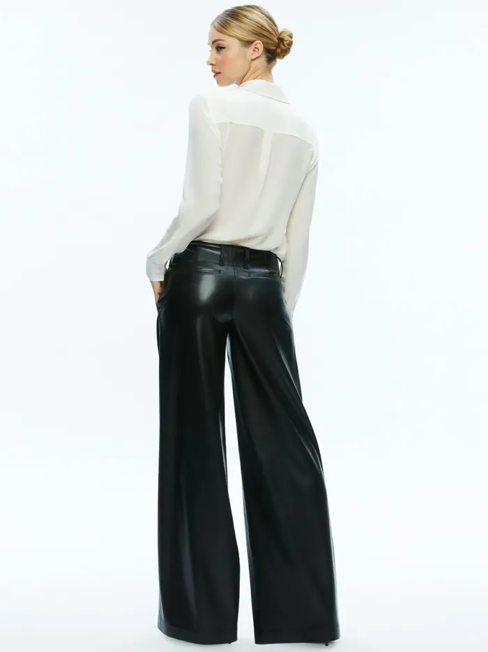 Womens Pants Alice Olivia Anders Vegan Leather Low Rise Pant Black