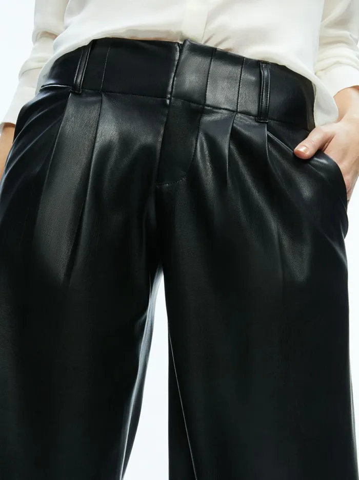 Womens Pants Alice Olivia Anders Vegan Leather Low Rise Pant Black