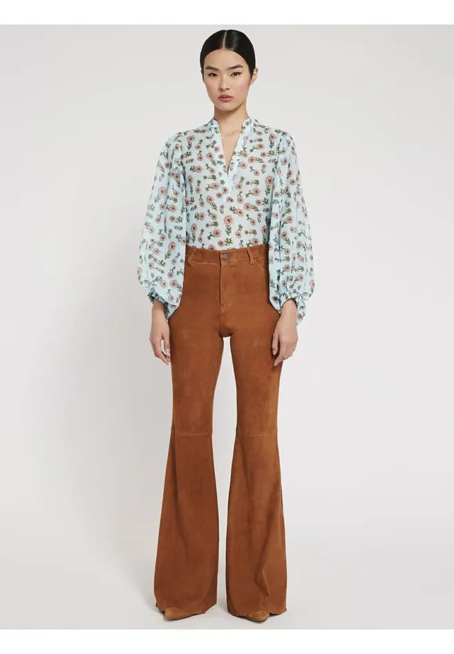 Womens Pants Alice Olivia Brent High Waisted Suede Pant Camel