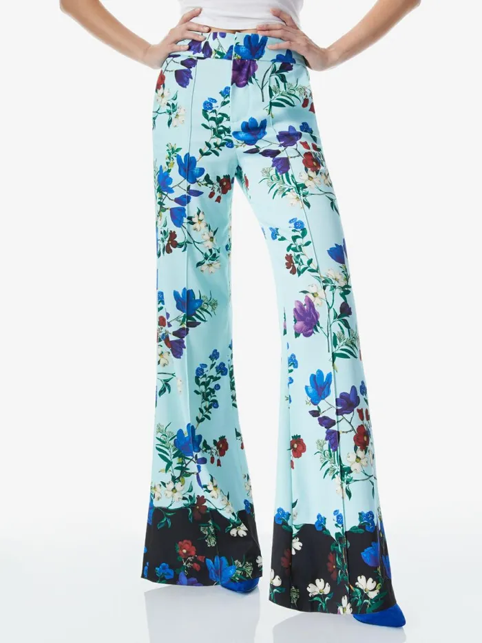 Womens Pants Alice Olivia Dylan High Waisted Wide Leg Pant Beautiful Blooms Lg Julep