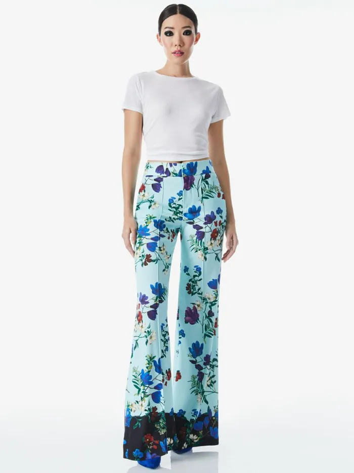 Womens Pants Alice Olivia Dylan High Waisted Wide Leg Pant Beautiful Blooms Lg Julep