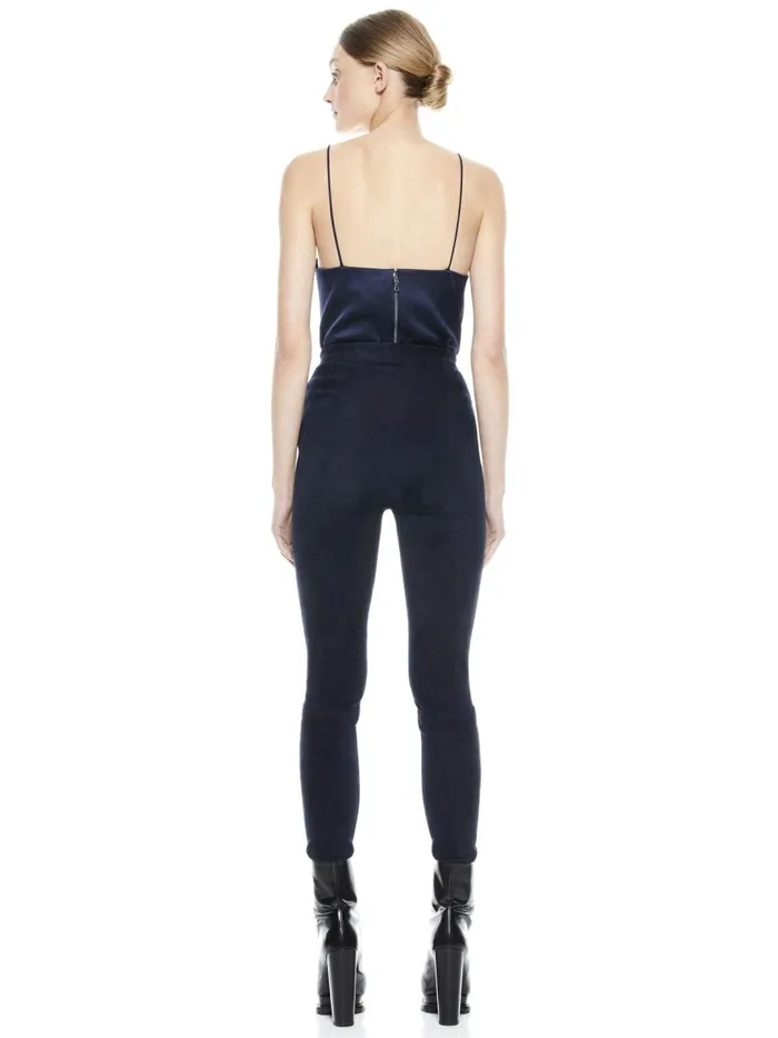 Womens Pants Alice Olivia Maddox Side Zip Suede Legging Navy