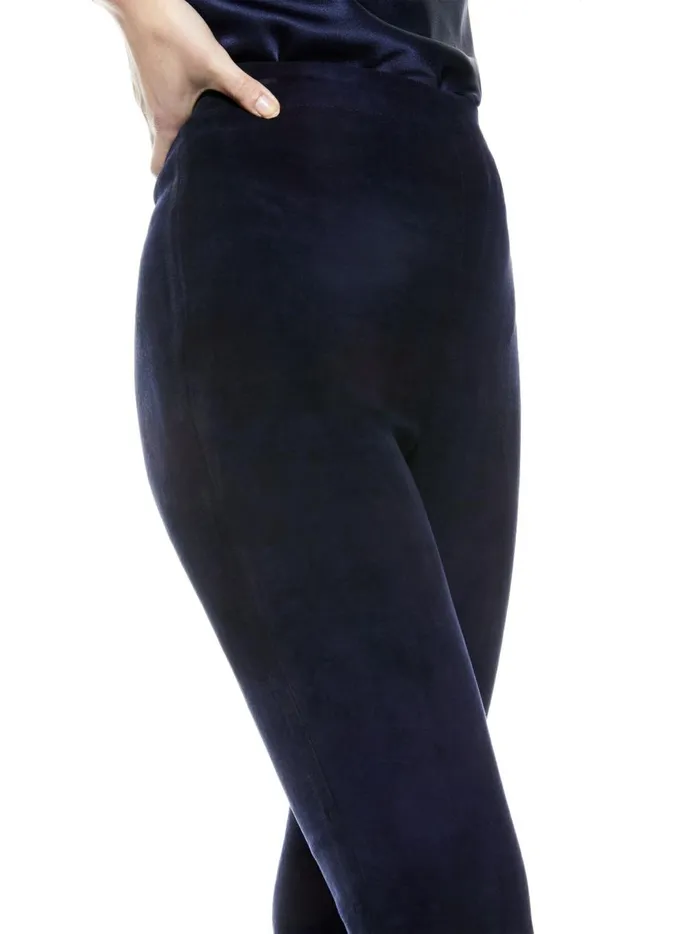 Womens Pants Alice Olivia Maddox Side Zip Suede Legging Navy