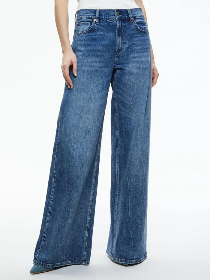 Womens Pants Alice Olivia Trish Mid Rise Baggy Jean Brooklyn Blue